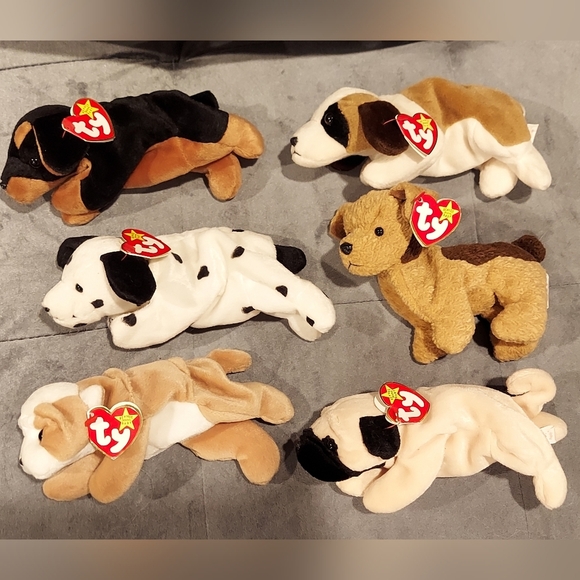 NWT TY TOYS BEANIE BABY 6 DOG BUNDLE ORIGINAL 1996 RETIRED VINTAGE COLLECTIBLE - Picture 2 of 11